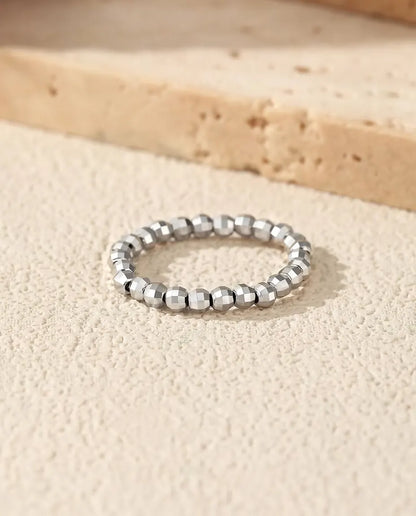 Verstelbare Ring met Geslepen Bolletjes - band van 2,5 mm bolletjes, maat US 6 tot 9, 925 sterling zilver