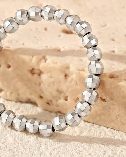 Verstelbare Ring met Geslepen Bolletjes - band van 2,5 mm bolletjes, maat US 6 tot 9, 925 sterling zilver